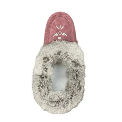 Fur Moccasin - Plum Suede