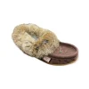 Fur Moccasin with Sole - Chocolate Suede