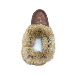 Fur Moccasin with Sole - Chocolate Suede