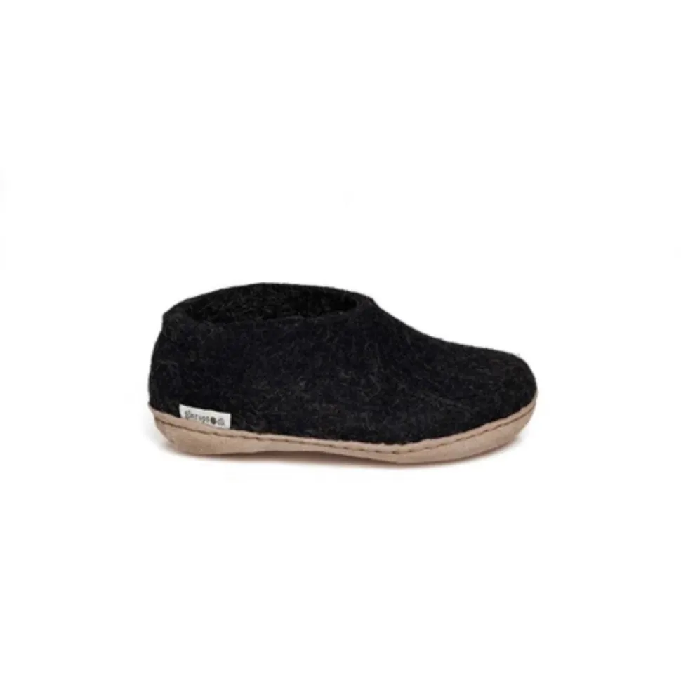 Junior Shoe with Leather Sole - Charcoal