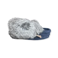Kid's Fur Moccasin - Navy Suede