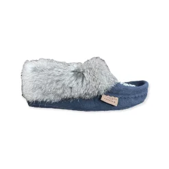 Kid's Fur Moccasin - Navy Suede