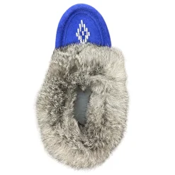 Kid’s Fur Moccasin - Royal Blue Suede
