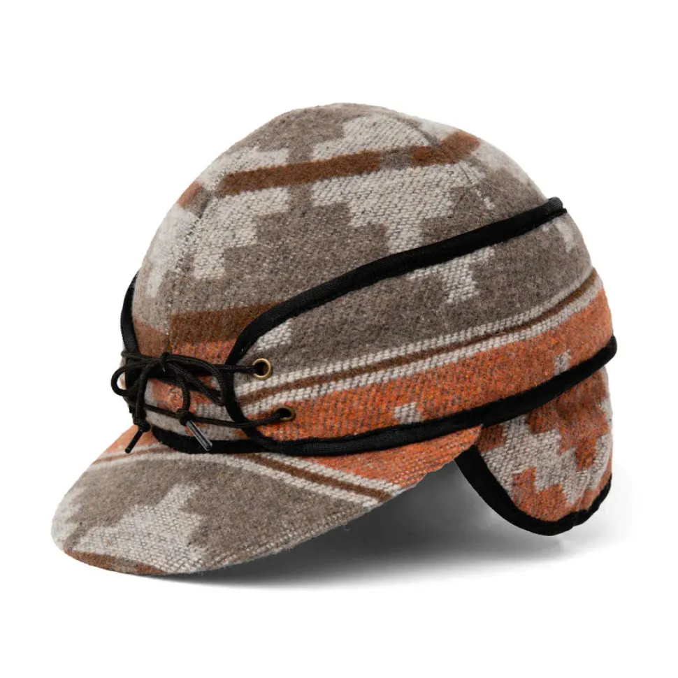 Navajo Wool Blend Railroad Hat - Orange