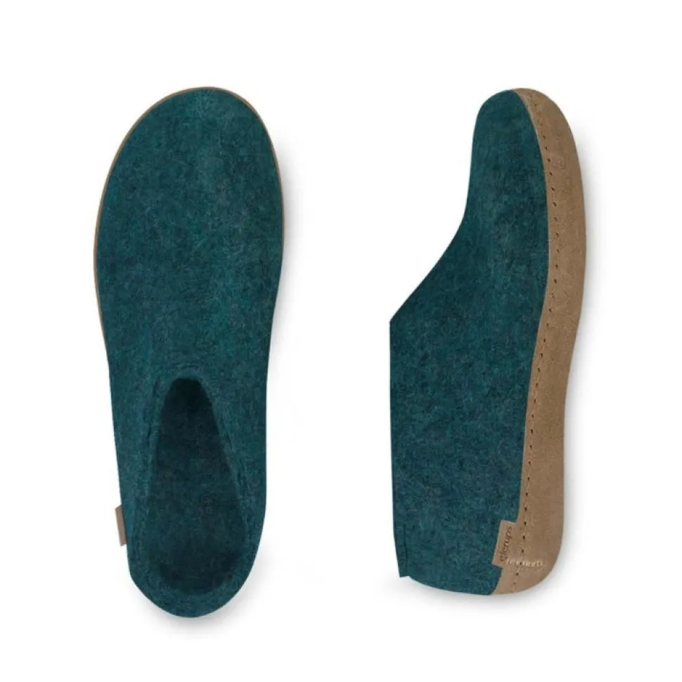 Shoe with Leather Sole - Petrol