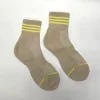 Striped Ankle Detail Casual Socks - Cream