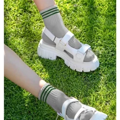 Striped Ankle Detail Casual Socks - H Grey